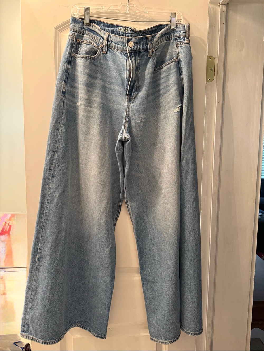 American Eagle Outfitters super high rise ultra wide leg Jeans size 10 short - Picture 16 of 16